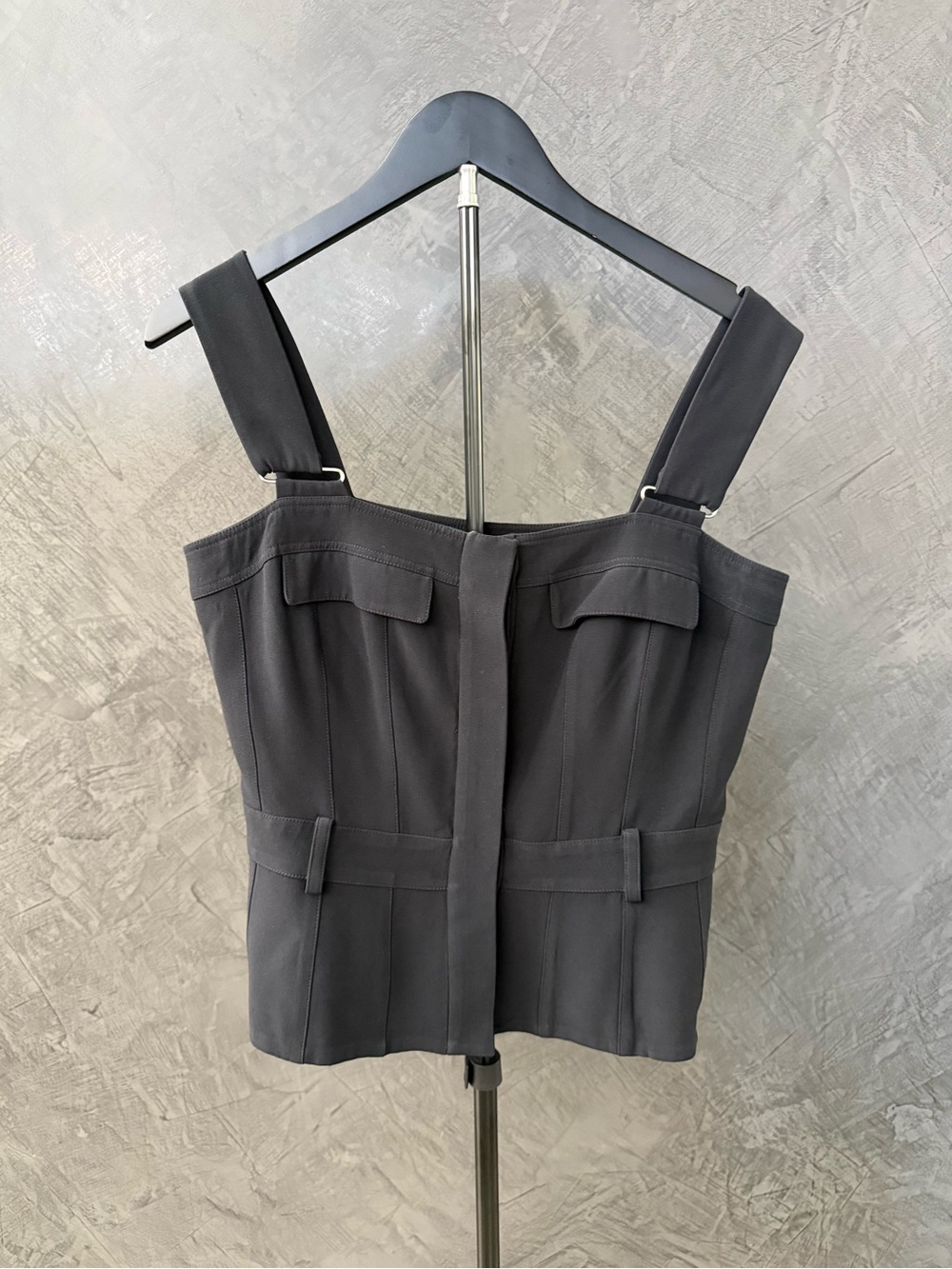Alexander McQueen Structured Wide-Strap Bustier Top in Black